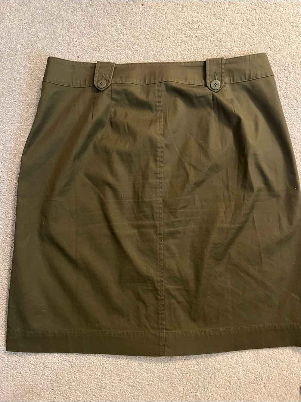 Talbots Classic Olive Button-Front Women's Skirt - Picture 2 of 4